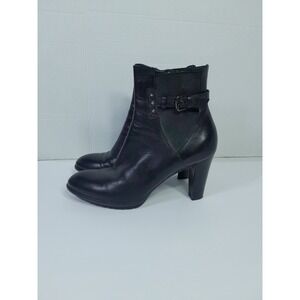 Aquatalia Black Leather Chelsea Heel Buckle Boot Booties Sz: 9 M